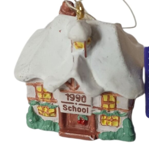 Vintage 1990 Schoolhouse/ Nativity Scene Christmas Ornaments Set Of 2 - Picture 4 of 9